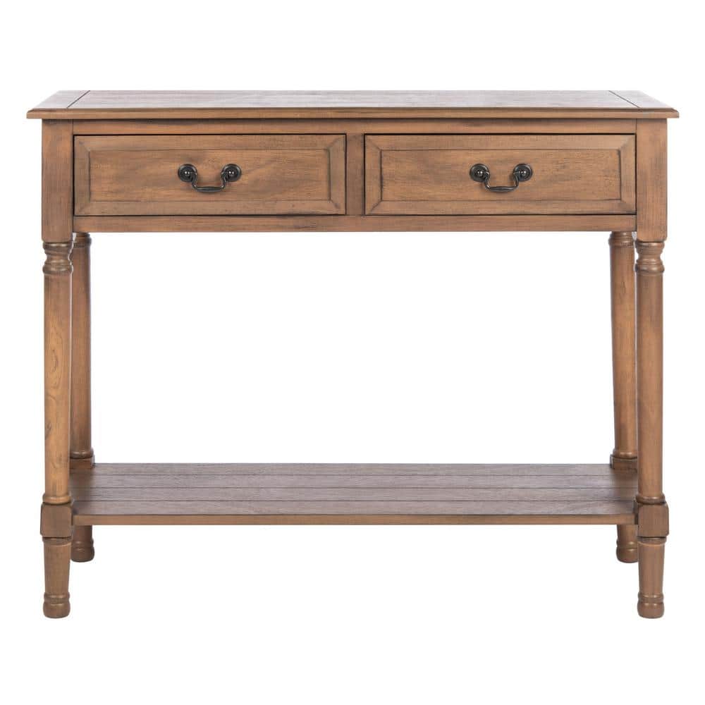 Primrose Warm Brown Wood & Metal Console Table with Storage