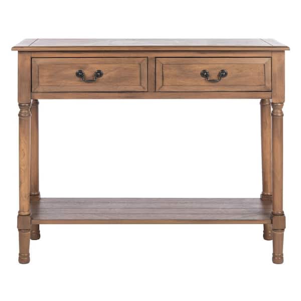 SAFAVIEH Primrose 2-Drawer Brown Wood Console Table
