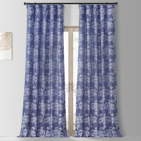 Exclusive Fabrics Furnishings Sequoia Cobalt Blue Faux Silk Jacquard Light Filtering Curtain 50 In W X 96 In L 1 Panel Jqhra 96 The Home Depot