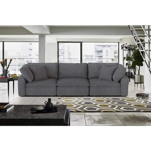 EVERGLADE HOME Kaylene 119.5 in. W Square Arm Microfiber Straight Loveseat in Gray
