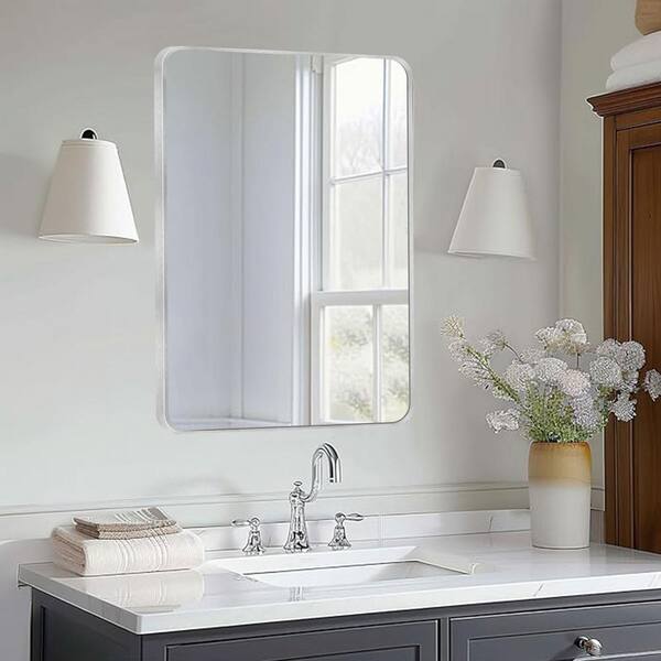 LuxHomez 22 in. W x 30 in. H Silver Vanity Rectangle Wall Mirror 