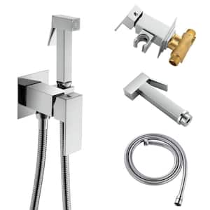 Single-Handle Wall Mount Bidet Faucet with Handle Brass Bathroom Toilet Bided Sprayer with Hot Water in Polished Chrome