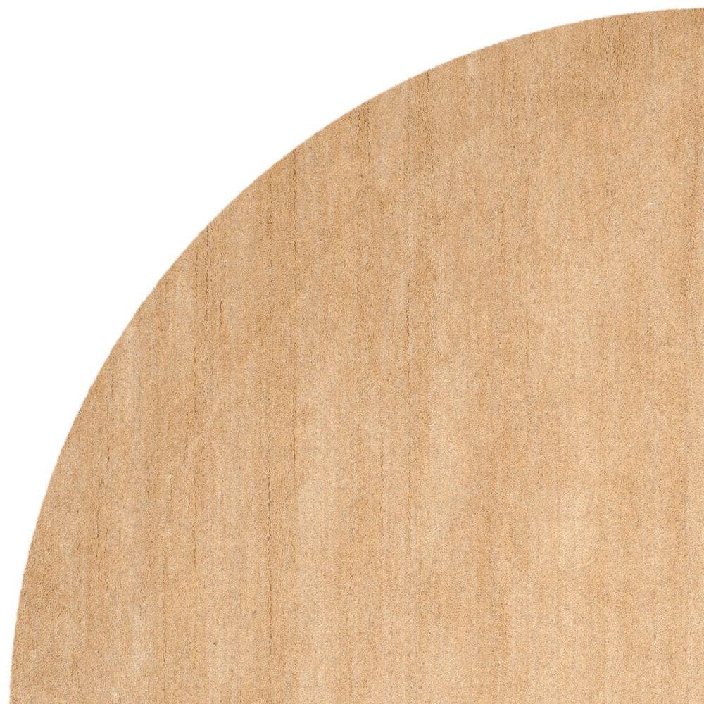 Beige Round Hand-Tufted Wool Area Rug, 6'