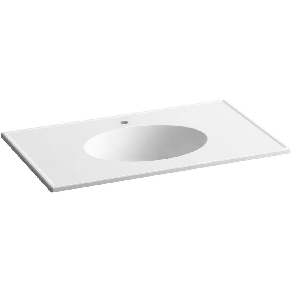 White Kohler K-2798-1-0 Ceramic/Impressions Bathroom Sink