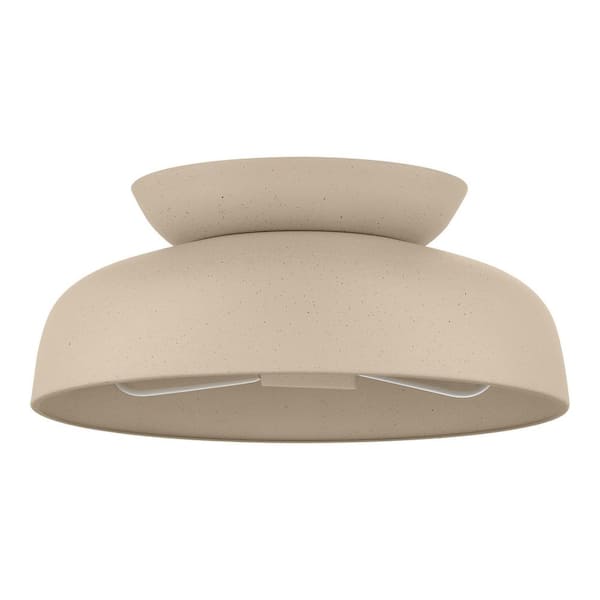 Home Decorators Collection Quarry 12.38 in. 2-Light Creamy White Flush Mount with Metal Shade