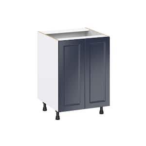 Devon Painted Blue Shaker Assembled Base Kitchen Cabinet with 3 Inner Drawers 24 in. W x 34.5 in. H x 24 in. D