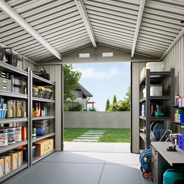 Sizzim 8 ft. W x 6 ft. D Metal Storage Shed with Metal Frame Floor