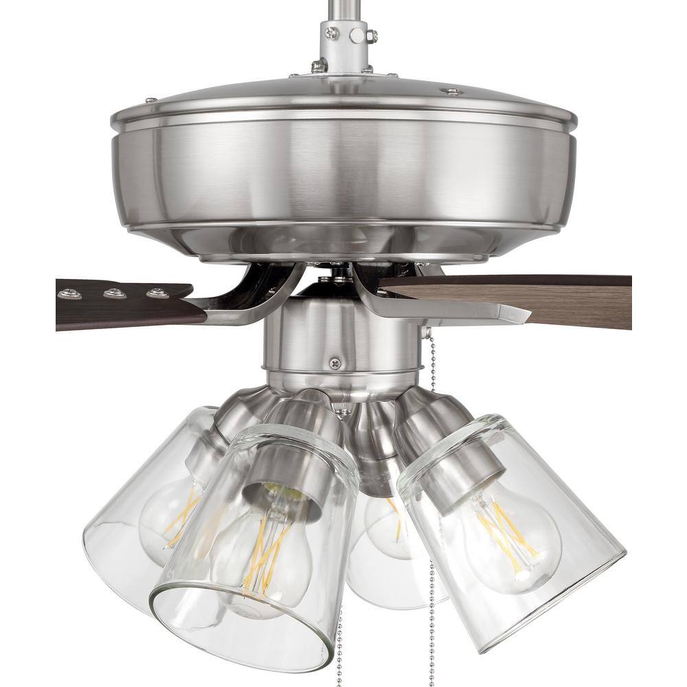 Brushed Nickel 52" Ceiling Fan with LED Lights and Reversible Blades