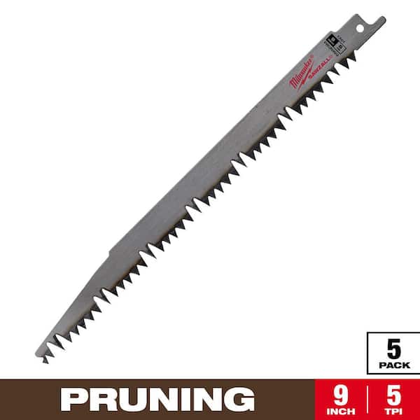 Milwaukee 9 in. 5 TPI Pruning SAWZALL Reciprocating Saw Blades (5-Pack)