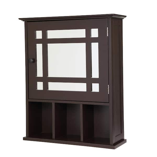 Aoibox 19 in. W x 6 in. D x 24 in. H Mirrored Bathroom Storage Cabinet, Wall Mounted Medicine Cabinet, Espresso
