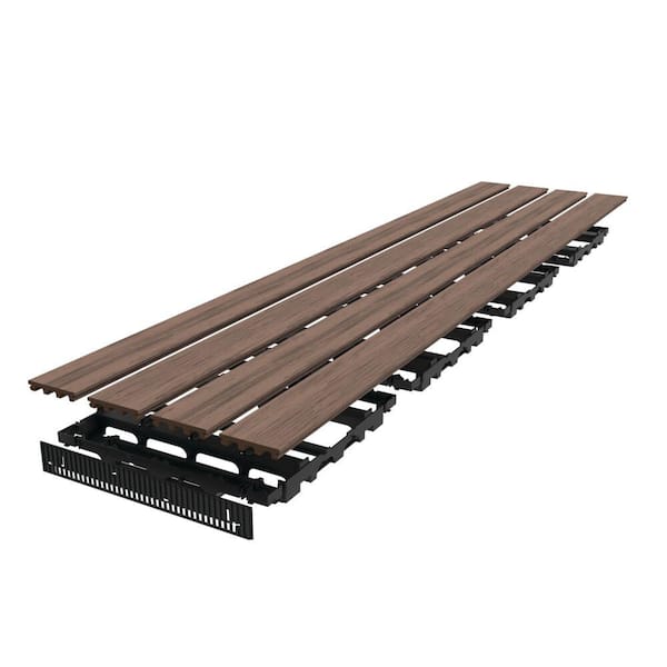 Barrette Outdoor Living InstaDeck 4 ft. x 4 ft. Composite Outdoor Flooring Tropical Walnut