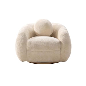 Tribeca Modern Cream Chenille Upholstered Accent Arm Chair