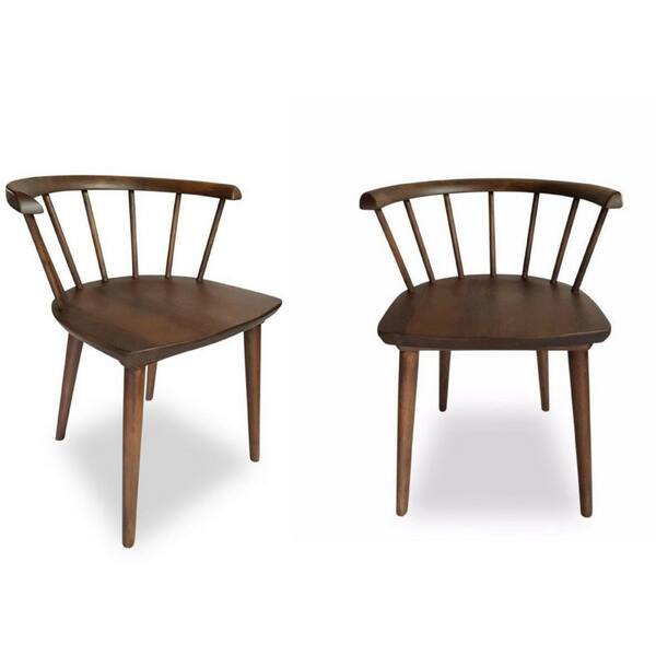 Ashcroft Furniture Co Riley Mid-Century Modern Solid Wood Dining Chair in Brown (Set of 2)