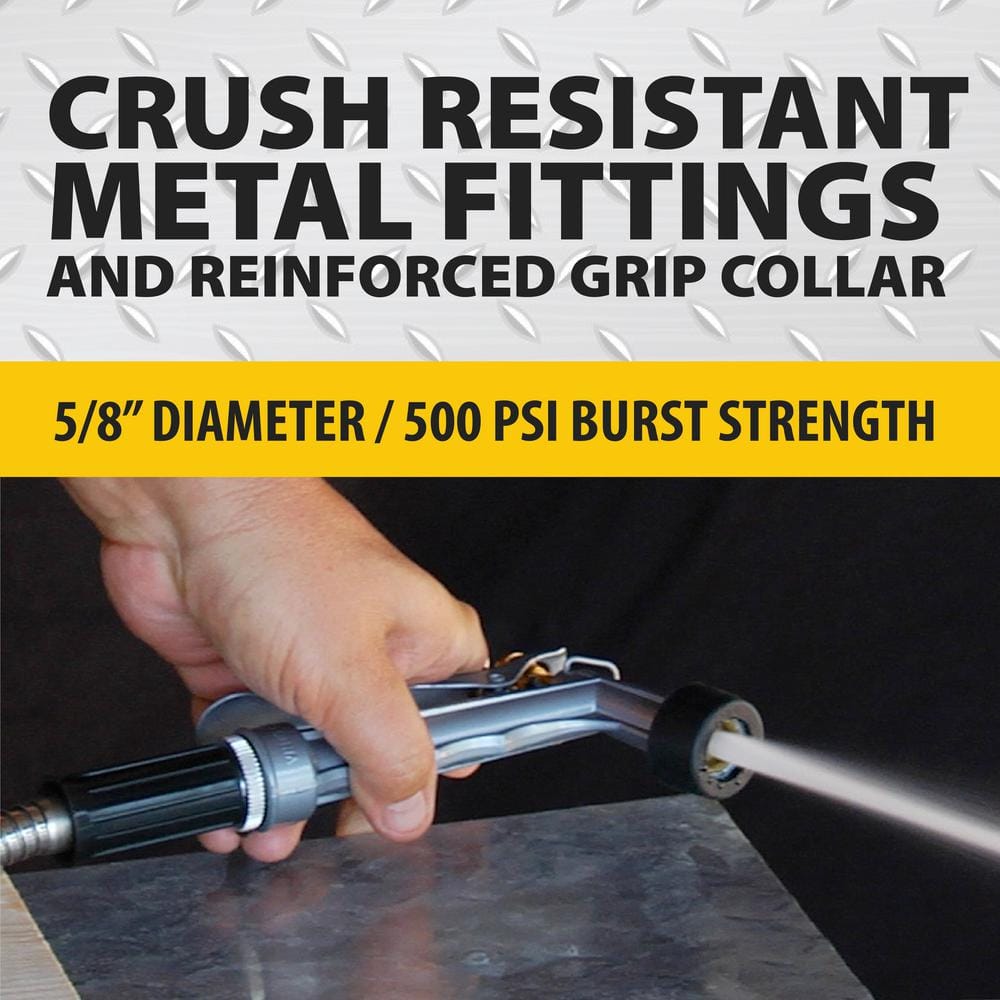 5/8 in. Dia. x 100 ft. Heavy-Duty Stainless Steel Garden Hose
