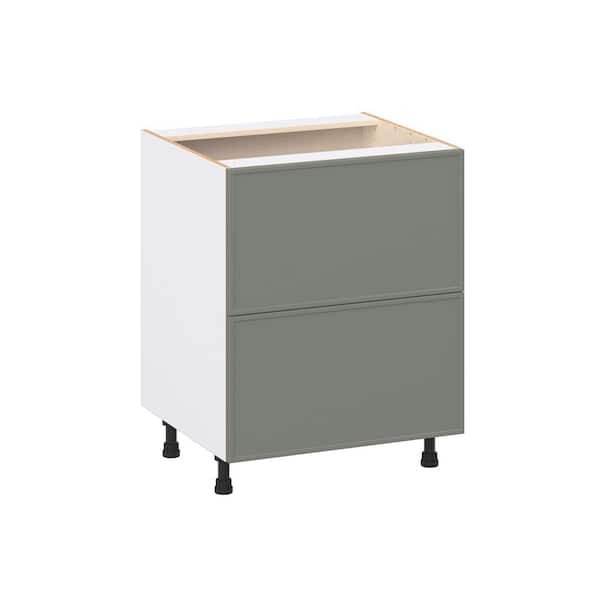 Fairview 27 in. W x 24 in. D x 34.5 in. H Assembled Slim Shaker Drawer Base Kitchen Cabinet in Moss Green with 2-Drawers