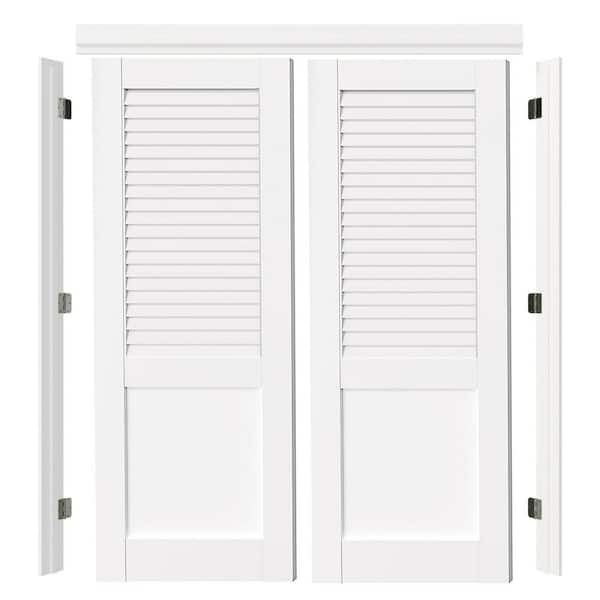 TENONER 60in x 80in All-Louver Panel Universal White Primed Double