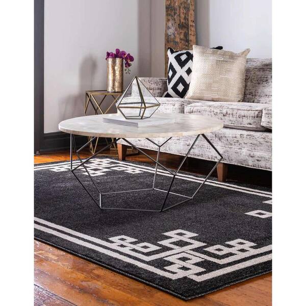 Athens Dark Gray Border Bath Rug