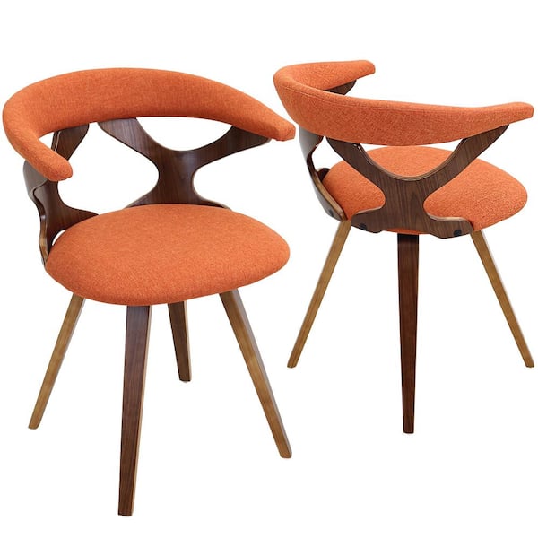Lumisource Gardenia Walnut and Orange Swivel Dining/Accent Chair