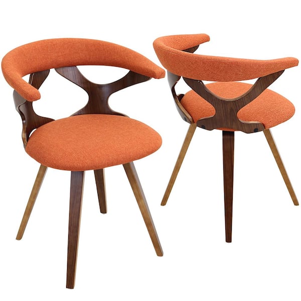 Gardenia Walnut and Orange Swivel Dining/Accent Chair
