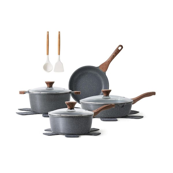 Nonstick Cookware Set 13-Piece, Stock Pot Size 4.5 qt. Swiss Granite Coating, Kitchen Cooking Set, Stay-Cool Handles