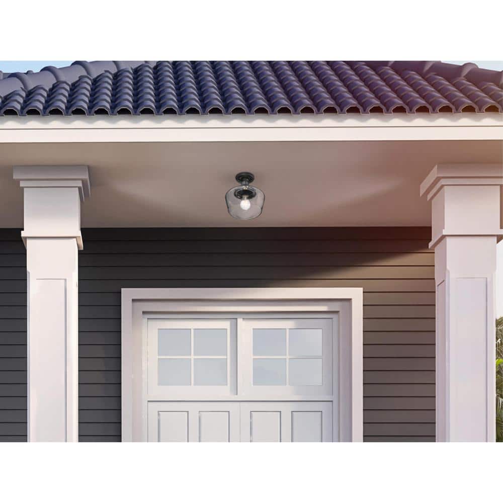 Black and Clear Glass Semi-Flush Mount Ceiling Light