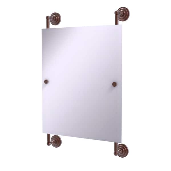 Allied Brass Que New Collection 25 in. x 33 in. Rectangular Frameless Rail Mounted Mirror in Antique Copper