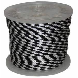 1/2 in. x 300 ft. Solid Braid Multi-Filament Polypropylene Derby Rope in Black and White