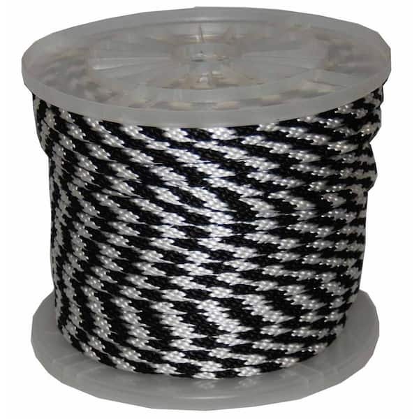 1/2 in. x 300 ft. Solid Braid Multi-Filament Polypropylene Derby Rope in  Black and White