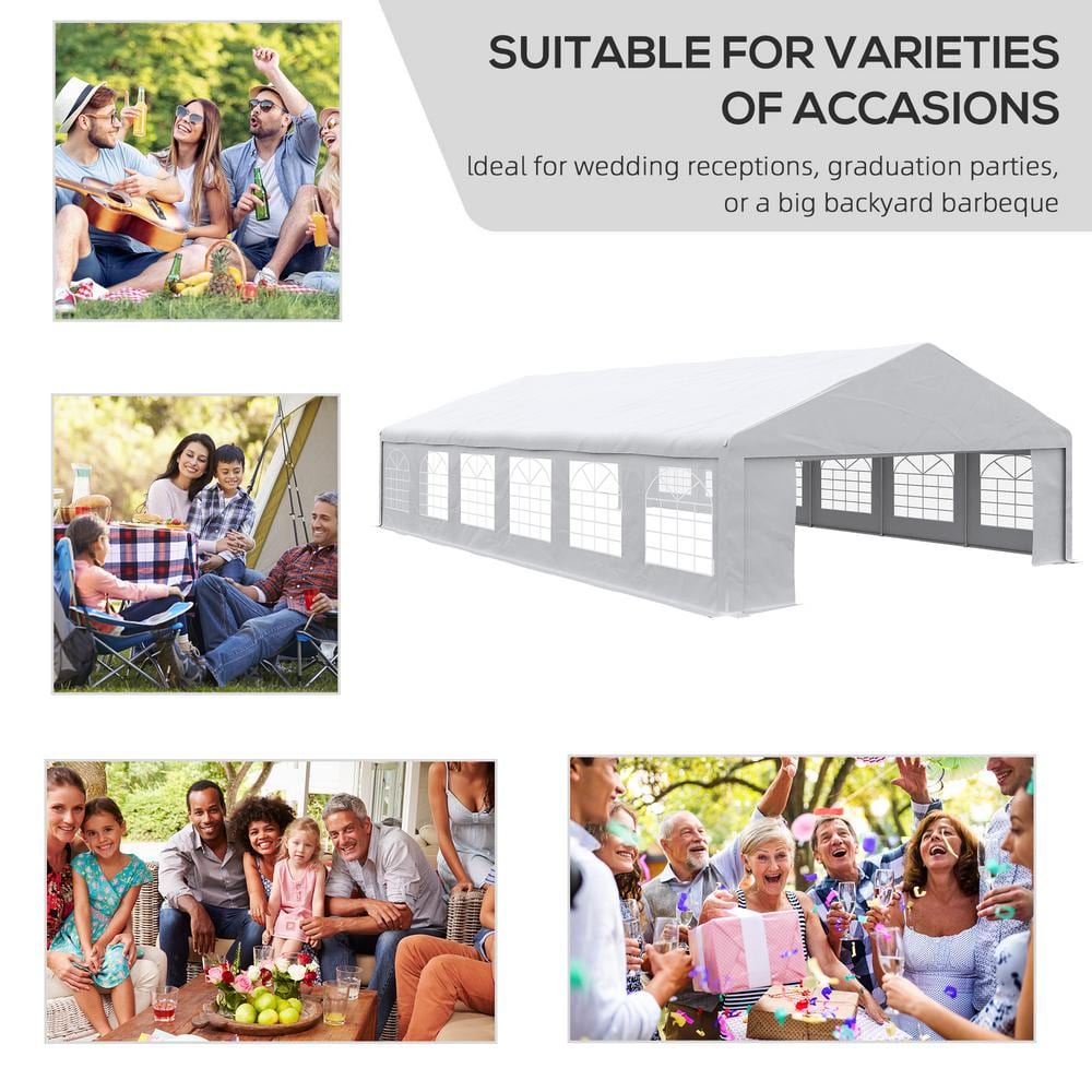 Large White Steel Frame Outdoor Party Tent with Removable Sidewalls