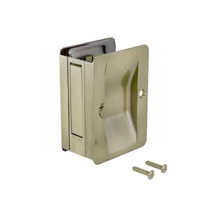 3-1/4 in. (82 mm) Antique Brass Pocket Door Pull with Passage Handle