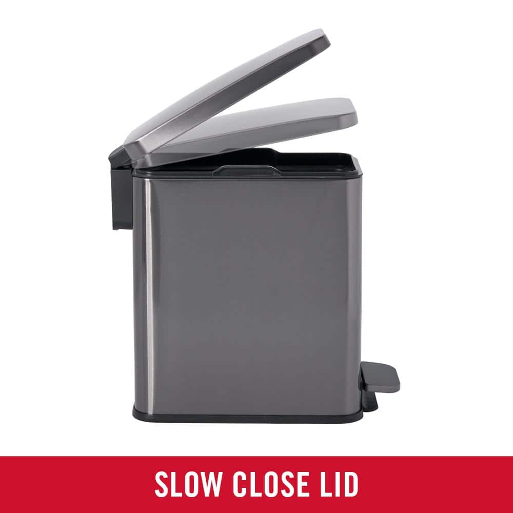 2.6 Gallon Silver Stainless Steel Rectangular Step-On Trash Can