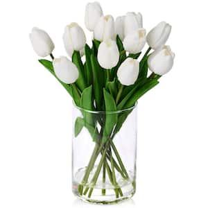 12in White Tulips Artificial Flowers PU Fake Flowers Fake Tulips for Home decor Spring Decor