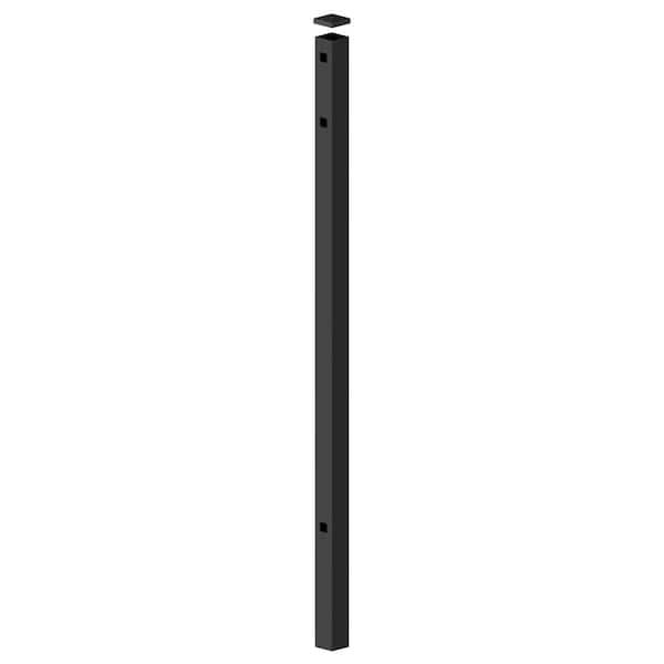Barrette Outdoor Living Natural Reflections 2.5 in. x 2.5 in. x 70 in. Black Aluminum Heavy-Duty Fence End Post