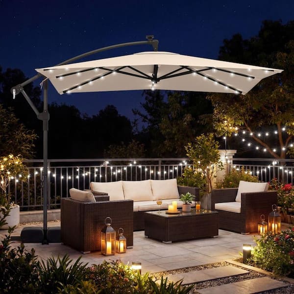 32 in patio umbrella wikiwiki 9FT Solar Led with Base Included, LED Lights, 8 Sturdy Ribs, Fade Resistant Waterproof POLYESTER DTY Canopy for Garden, Lawn, Deck, Backyard & Pool, Sky Blue Upgrade your outdoor living space with the our 10FT Solar LED Patio Umbrella Clihome 8 x 8 ft.