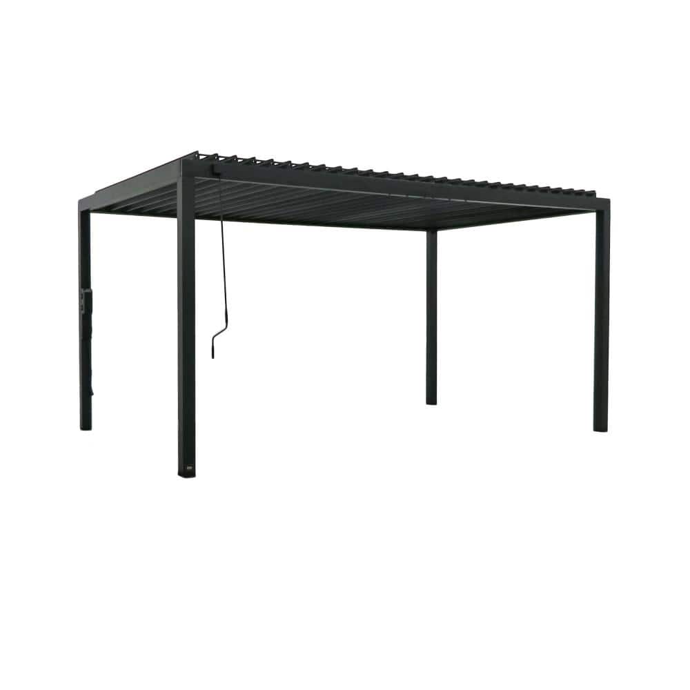 Sarasota Black Galvanized Steel Louvered Pergola with Adjustable Canopy