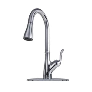 Single Handle Touchless Pull Down Sprayer Kitchen Faucet with Pull Out Spray Wand Smart Sink Faucets in Polished Chrome