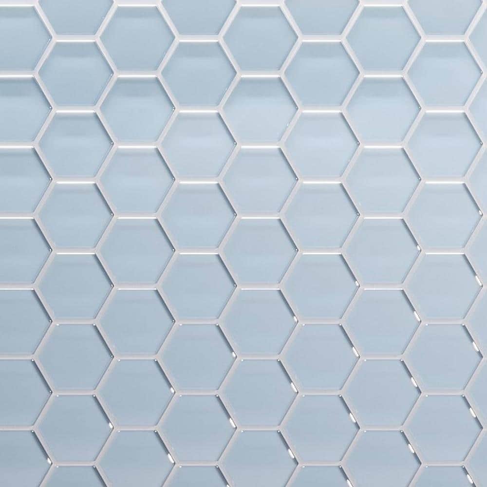 3 in. Beehive 10.25 in. x 11.75 in. Hexagon Carribean Blue Gloss Glass Mesh-Mounted Mosaic Tile (9.13 sq. ft./Case) price history on PriceWatchPro