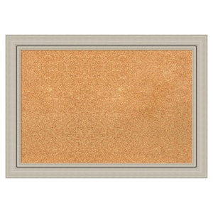 Romano Silver Narrow Wood Framed Natural Corkboard 28 in. x 20 in. Bulletin Board Memo Board