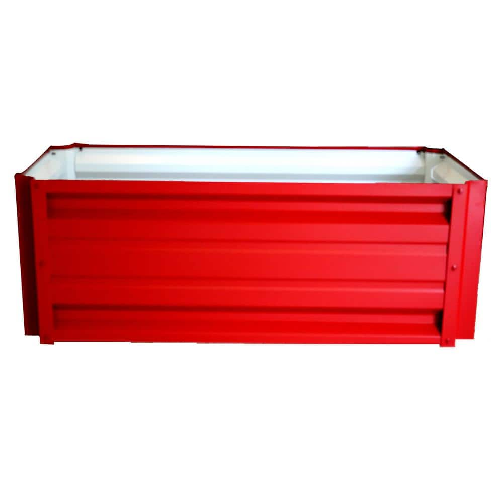 ALL METAL WORKS 24 Inch By 48 Inch Rectangle Bright Red Metal Planter   Bright Red All Metal Works Raised Planter Boxes Pttm2x4x18 Brightred 64 1000 