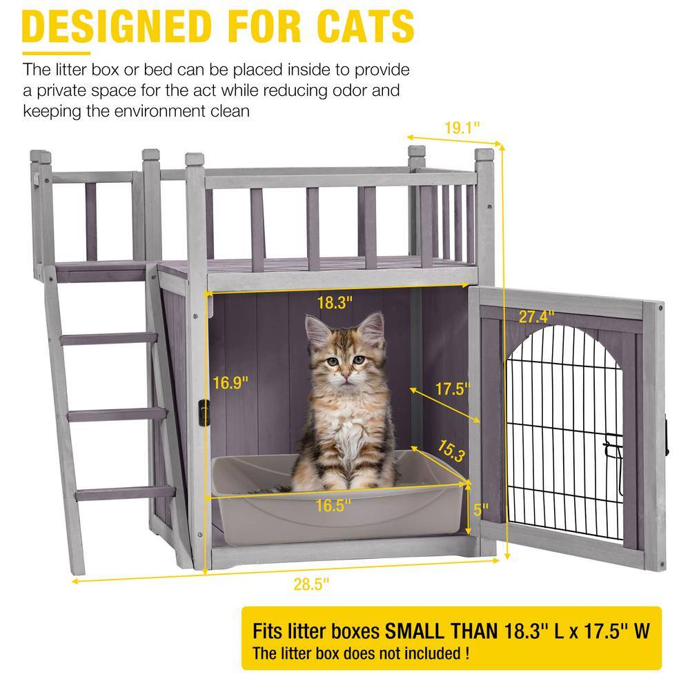 Small Gray Insulated Wooden Outdoor Cat House
