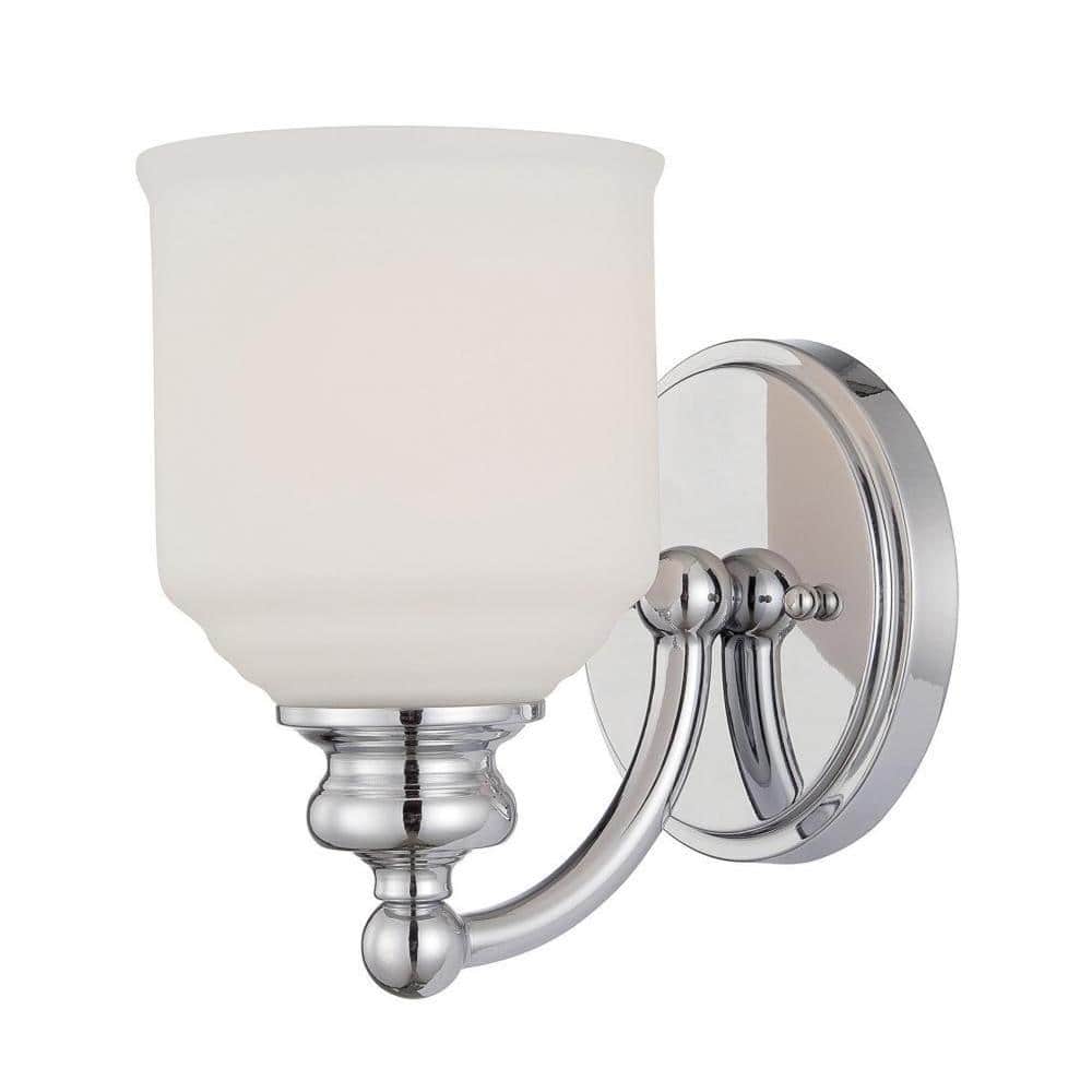 Polished Chrome 7.75" Transitional Wall Sconce with White Opal Glass