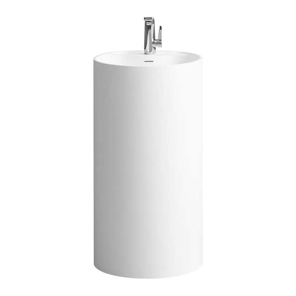 Unbranded 16.5 in. W x 16.5 in. D Solid Surface Vanity Top in White with White Round Single Sink
