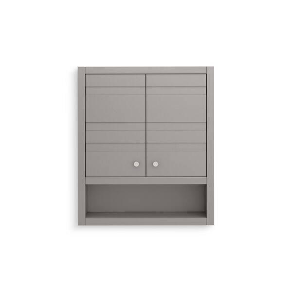 KOHLER Seer 24-in x 28-in x 10-in Mohair Grey Soft Close Bathroom Wall Cabinet