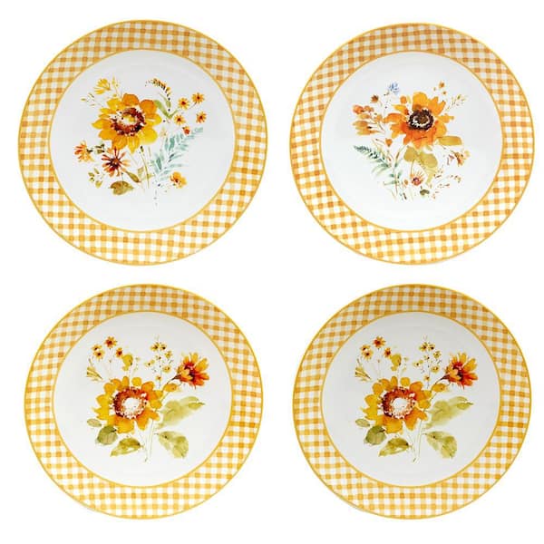 Certified International Sunflowers Forever Assorted Colors Dinner Plate (Set of 4)