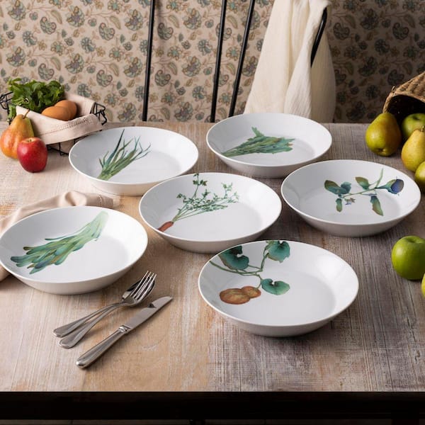 Kyoka Shunsai 9.75 in. 43 oz. (White) Porcelain Coupe Dinner Bowls (Set of 6)