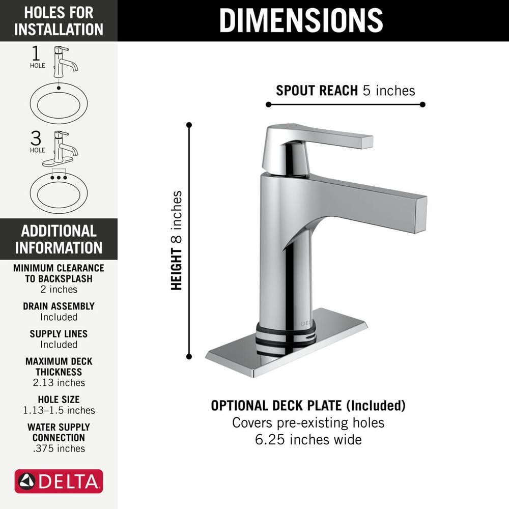 Zura 7 3/4" Chrome Modern Single Hole Faucet with Touch2O Technology