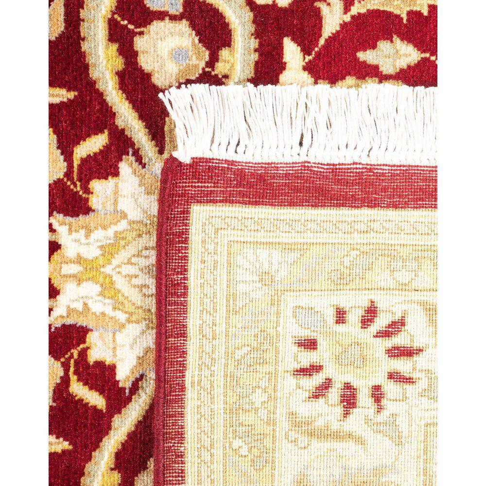 Hand-Knotted Red Wool Oriental Square Area Rug