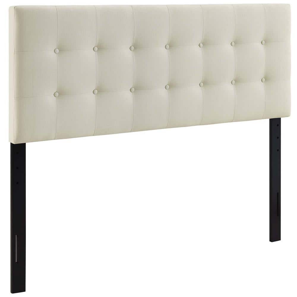 Emily Ivory Tufted Full Upholstered Fabric Headboard