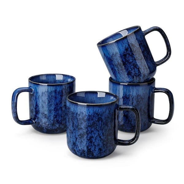 vancasso Starry 12 oz. Green Stoneware Coffee Mugs Set of 4