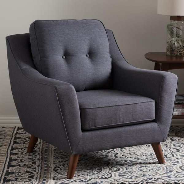 Baxton Studio Deena Dark Gray Fabric Upholstered Accent Chair